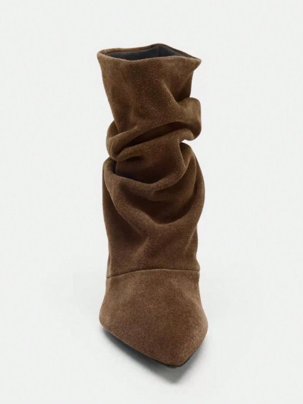 Brown Women's boho ruched Casual heeled Boots - Picture 6 of 11